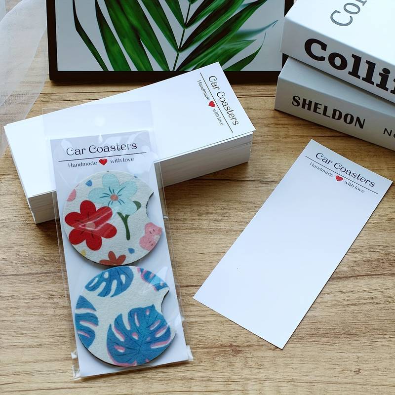 100pcs Car Coaster Packaging For Selling, Car Coaster Packaging Self-Seal  Bags, Sublimation Car Coasters Blanks Part Card, Suitable For Packing 2 Ther
